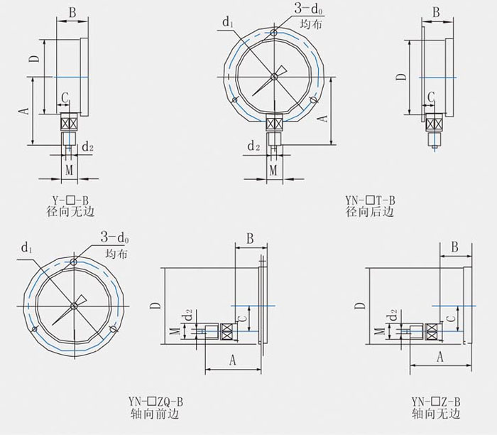普通不锈钢压力表外形尺寸 普通不锈钢压力表外形尺寸